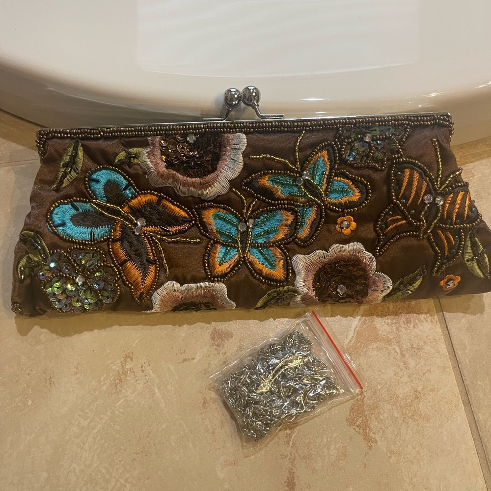 Beaded evening clutch. Bronze color. Never used.